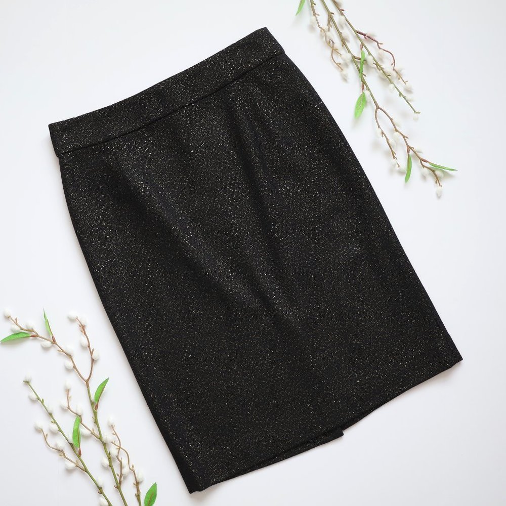 J. CREW Size 6 Black Pencil Skirt Gold Flecks Career skirt